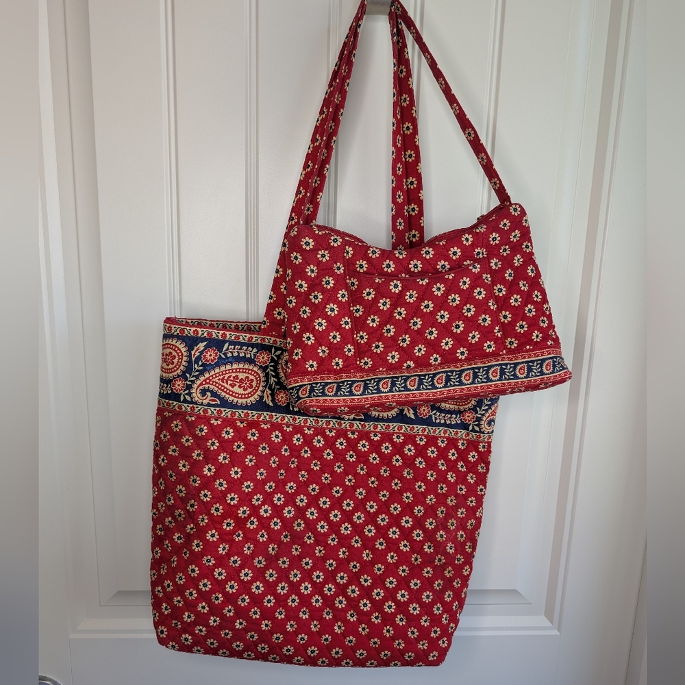Vera Bradley Floral Red Tote Bag Set